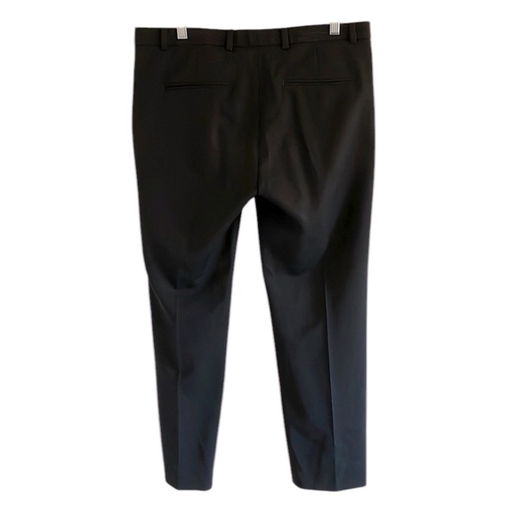 The Kooples Wool Pants Trousers Pleated Mid Rise Lamb Leather Trim Black 10 - Picture 4 of 8